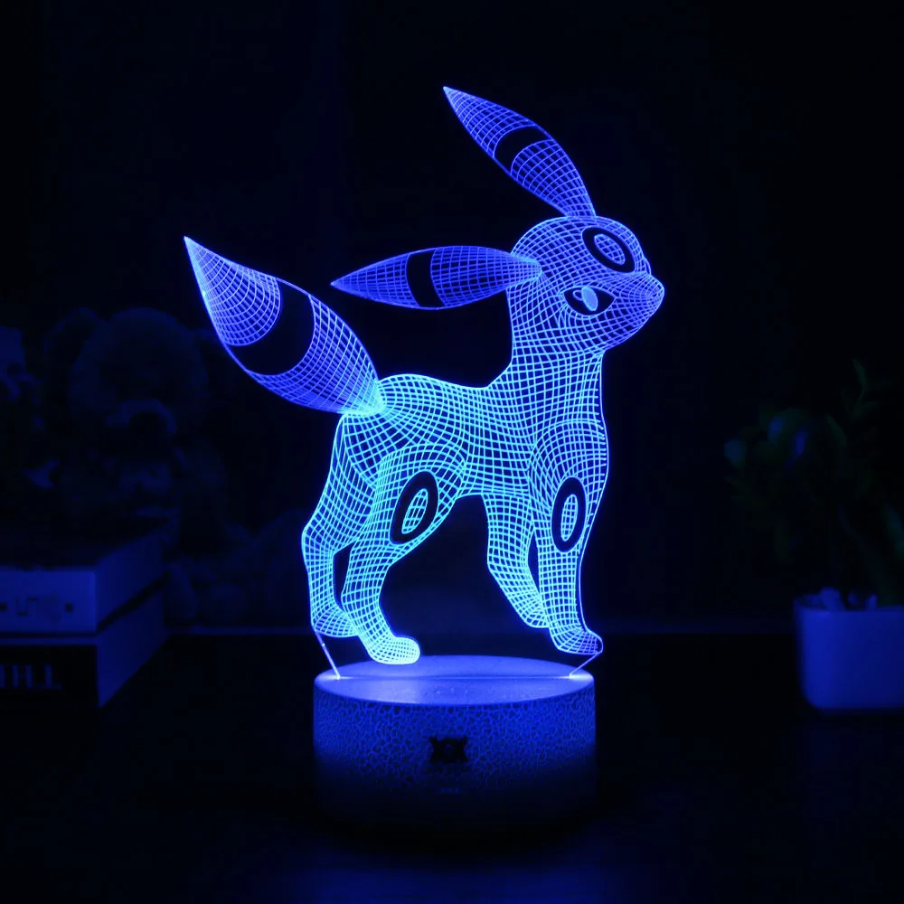 Популярные покемон игры Eevee семейная серия 3D лампа USB мультфильм ночник светодиодный 7 цветов Настольная лампа детские подарки Хуэй Юань