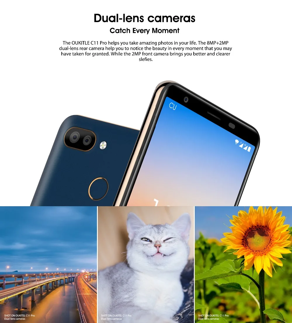 OUKITEL C11 Pro 5,5 дюймов 18:9 дисплей Android 8,1 мобильный телефон четырехъядерный 3G ram 16G rom 4G LTE 3400mAh 8.0MP смартфон