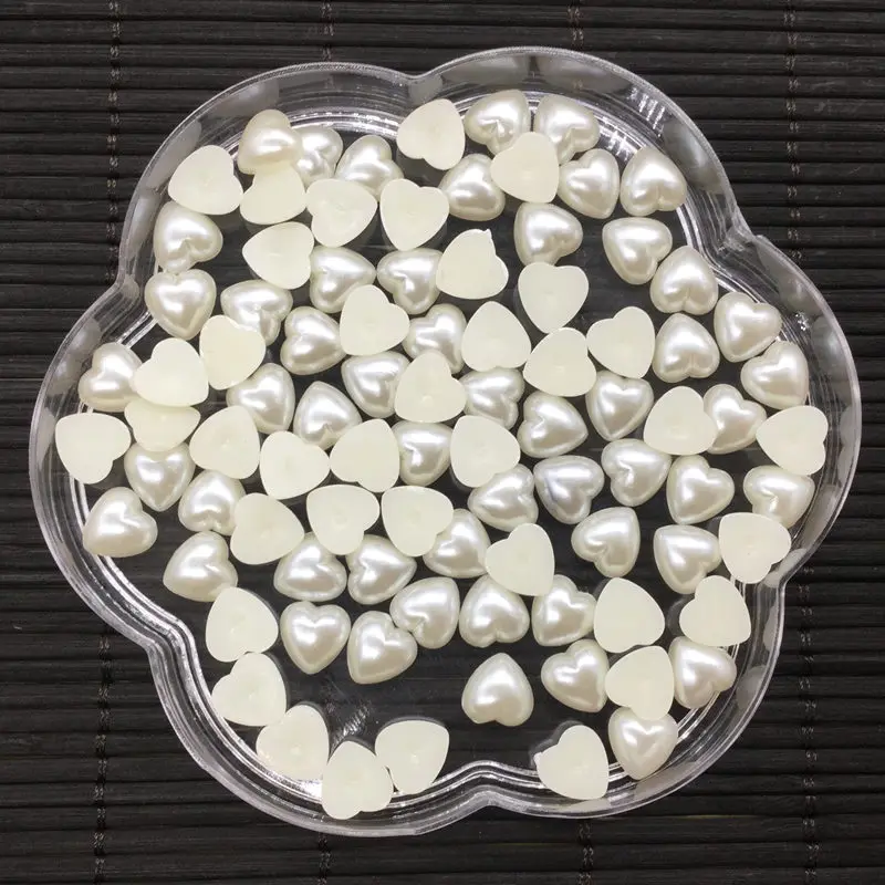 

Half of the heart-shaped cream-colored 10mm diy * imitation round pearl back pearl beads handmade DIY fashion 280pcs