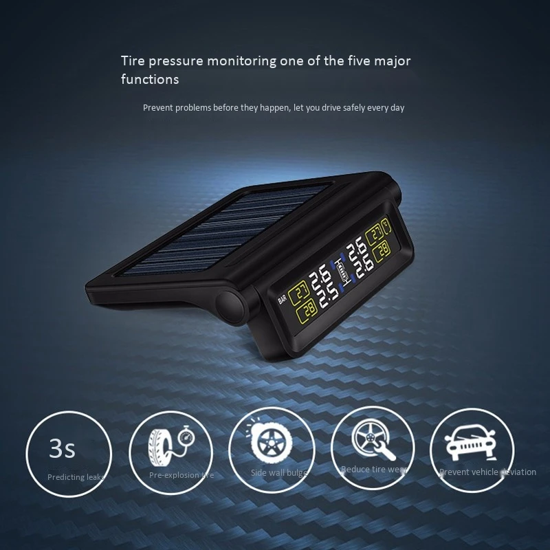 Careud автомобиля Беспроводной сенсор Tpms Солнечный шин давление температура мониторинга системы солнечной энергии питание зарядка через Usb