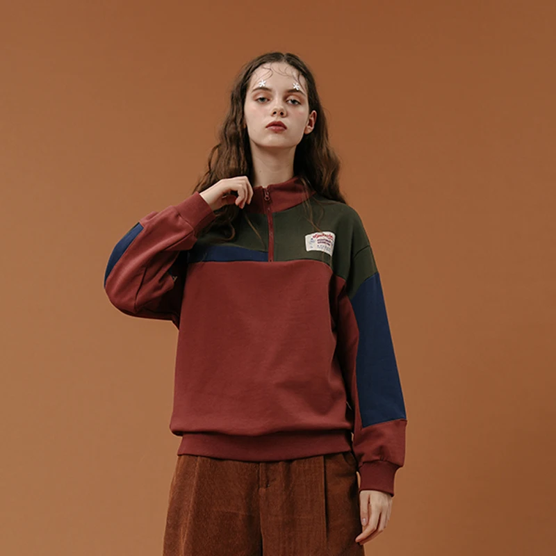 Повседневный Весенний женский пуловер, Свитшот со свободным стоячим ...