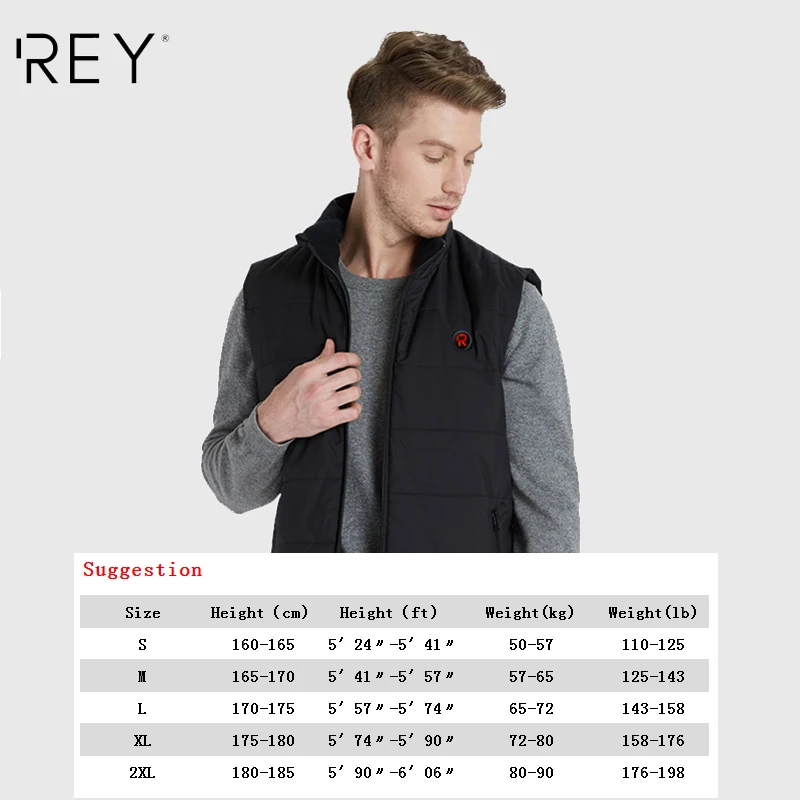 REY Men's Intelligent Heating Vest Winter Heated Jacket Sleeveless Shirt Winter Vest Signaling Vest with LEDs REY Men's Intelligent Heating Vest Winter Heated Jacket Sleeveless Shirt Winter Vest Signaling Vest with LEDs