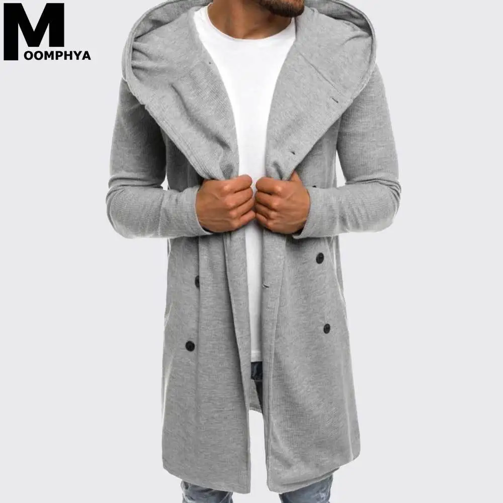 

2018 Long style hooded men jacket trench coat men windbreaker hip hop veste homme men chaqueta hombre winter outwear jacket