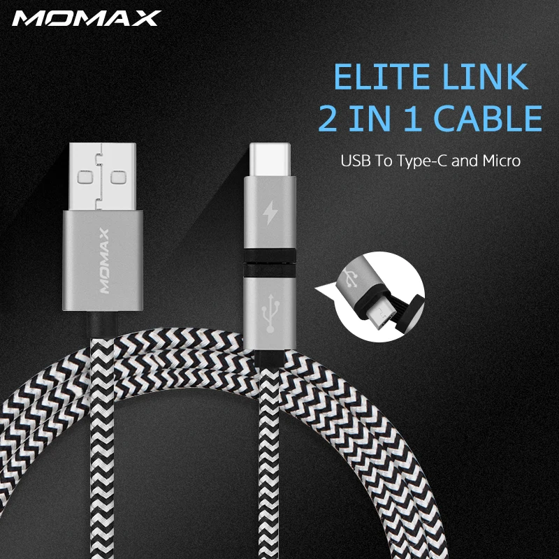 Momax Dayanıklı Örgülü Mikro USB Kablosu 2 1 C Tipi Hızlı Şarj veri Bağlantı için Xiaomi 4C Nexus 5X6 P Nokia N1 Tek Artı 2