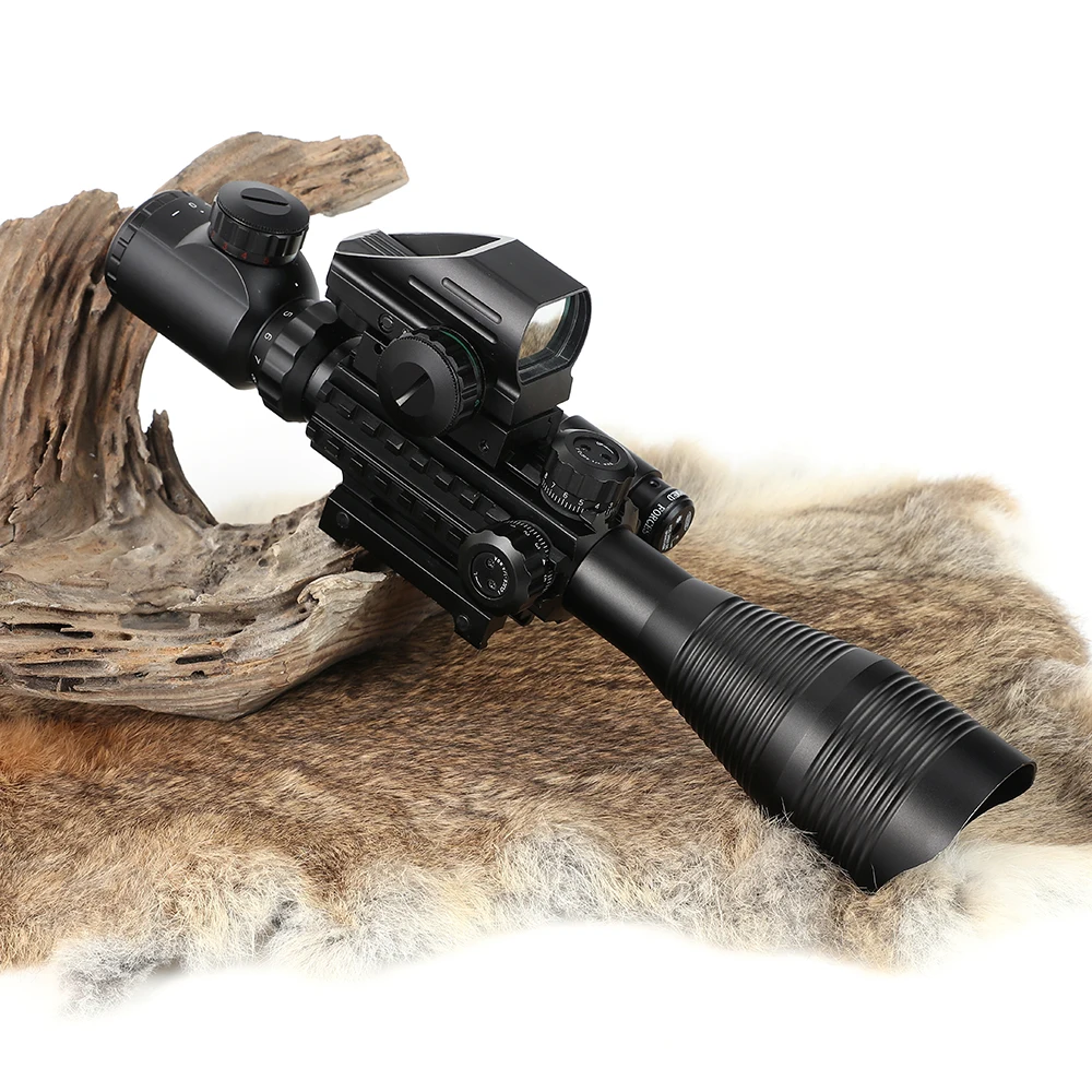 Pistola de ar Caça Airsofts Riflescope Tático Vermelho Verde Ponto Mira Laser Escopo Óptica Holográfica Rifle 4-12x50eg 20 Lunetas Riflescopes