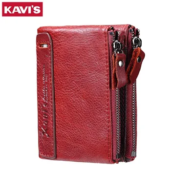 

KAVIS Genuine Leather 2018 Fashion Small Wallet Female Coin Purse Women Wallet Mini Portomonee Lady Luxury Brand Rfid Red Walet