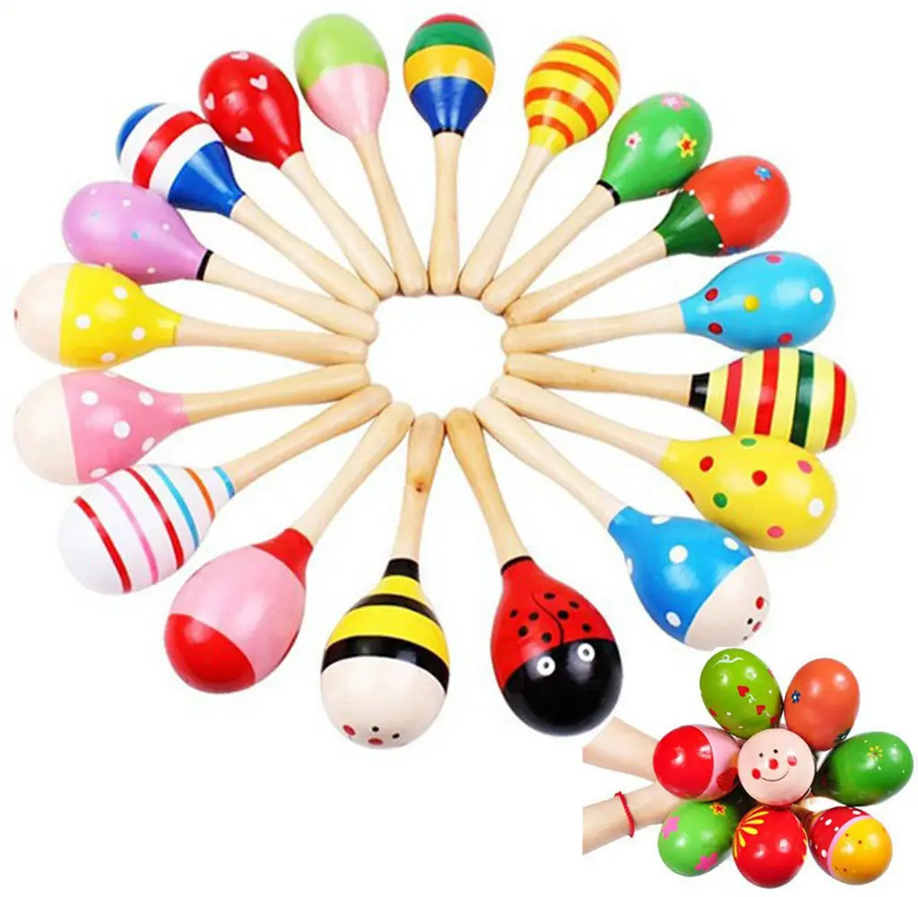 Wooden Maraca shaker Toy Musical Instrument Musical Party favor Child