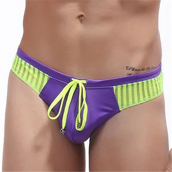 

Men's thong can be knotted rope two-color stitching underwear 3pcs/lot