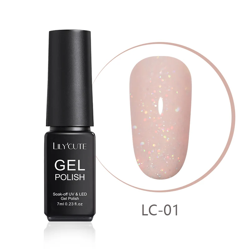 LILYCUTE 7ml Nude Glitter Gel Nail Polish Shimmer Pink Purple Soak Off UV LED Gel Polish Varnish Nail Art Lacquer - Цвет: LC-01