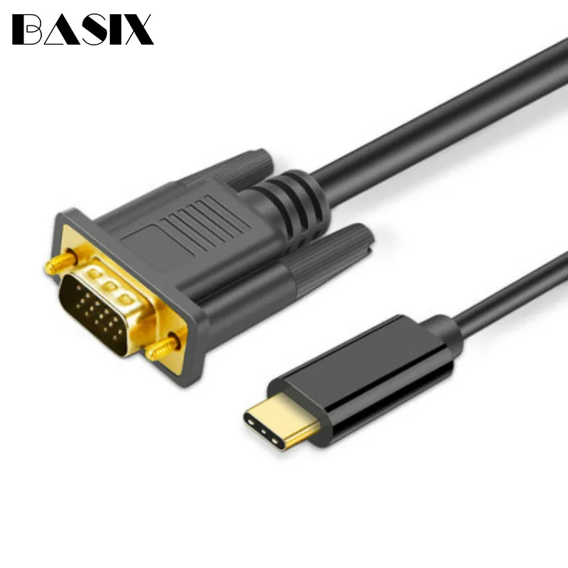Basix кабель-Переходник USB C на VGA кабель 1080 P Тип C To VGA конвертер Кабель-адаптер для ноутбука UHD внешний видеопроектор 1,8 м N110