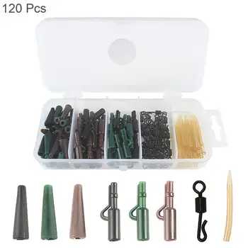 

120pcs/lot Carp Fishing Accessory Kit Set Lead Safety Clips Quick Change Swivels Anti-tangle Sleeves with Fishing Tackle Box