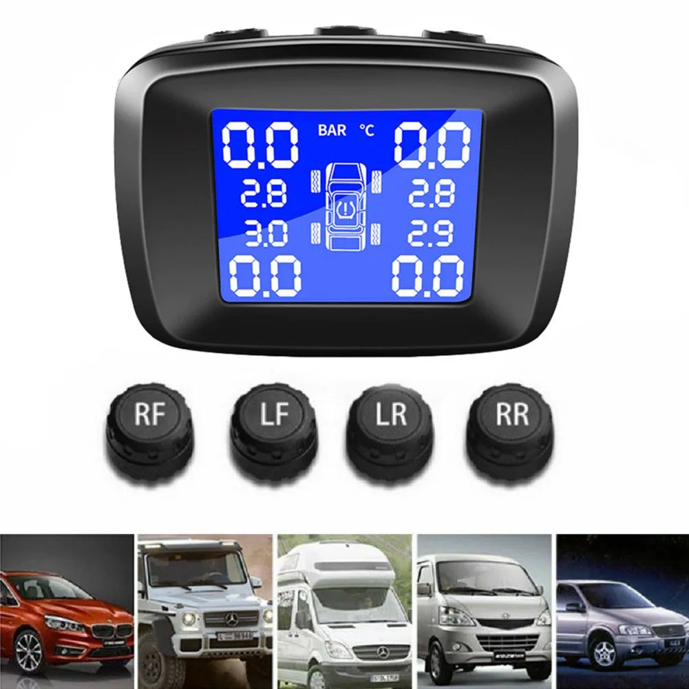 TPMS Солнечная беспроводная система контроля давления в шинах lcd w 4 Внешний датчик XIU