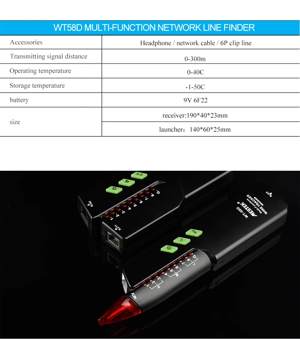 MESTEK RJ11 RJ45 без помех тестер для телефонного кабеля Тонер-детектор Ethernet Lan Сетевой кабель тестер NVC детектор линии Finder