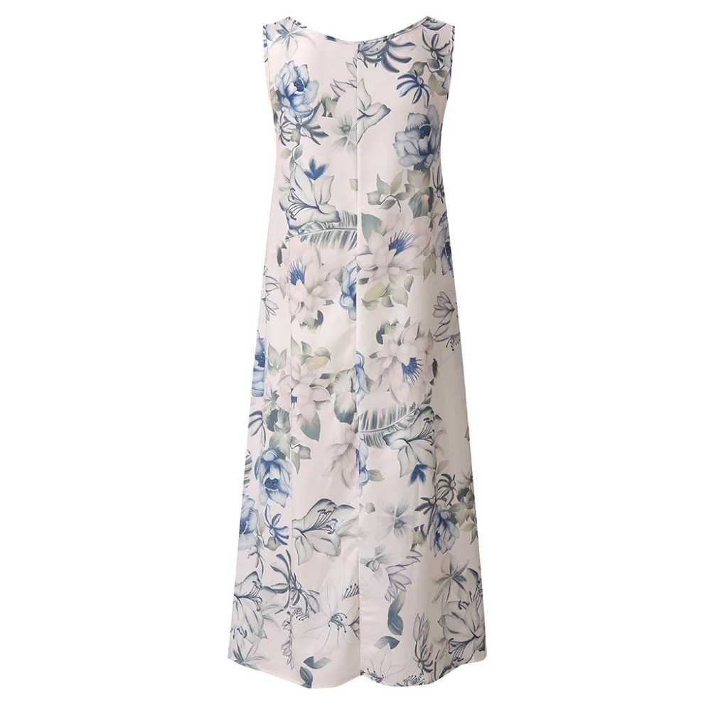 2019 woman summer sexy beach dress long round neck print sleeveless mini beach dress plus size sexy beach dress cover up 40J3 (11)