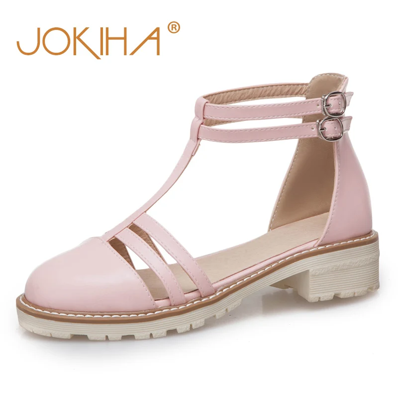 

Summer Sweet Closed Toe Flats Sandals Footwear Plus Size 43 Women's T-Strap Mary Janes Shoes Cute Girls Larger Sandals Ladies