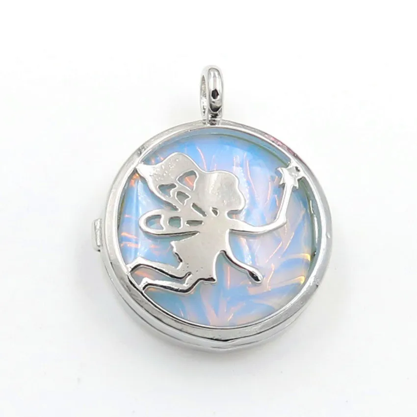 FYJS уникальные ювелирные изделия посеребренный медальон полый Фея Опалит кулон