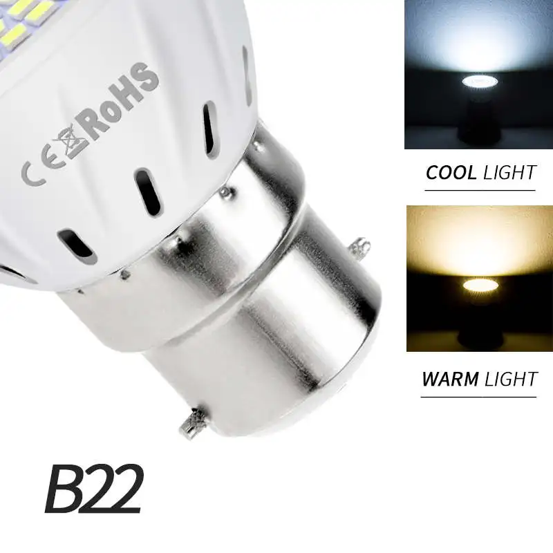 E27 светодиодная лампа 220 В E14 точечный светильник Светодиодная лампа высокой яркости B22 3 Вт 5 Вт 7 Вт Bombillas Led GU10 Точечный светильник MR16 кукурузная лампа для дома 2835 - Испускаемый цвет: B22