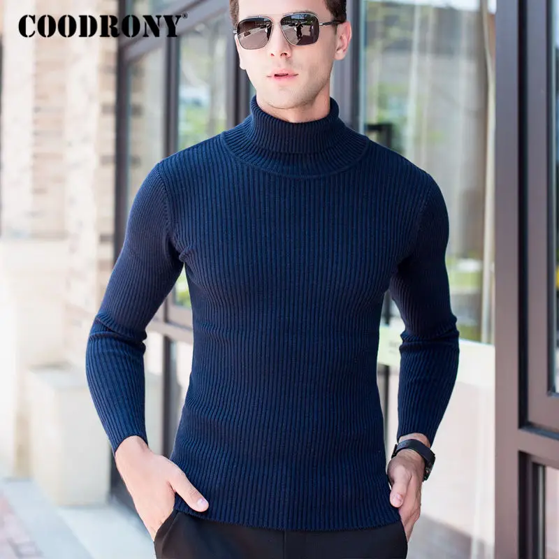 COODRONY, водолазка, свитер для мужчин, зимний, Рождественский, толстый, теплый, кашемировый свитер, облегающий, для мужчин, вязаный шерстяной пуловер для мужчин 7228