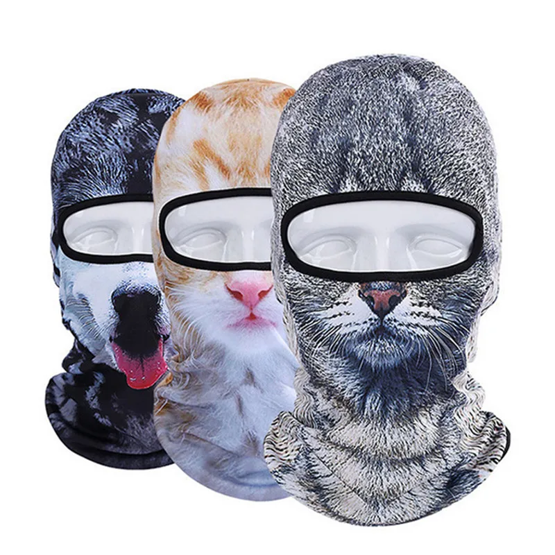 3D животные кошка велосипедные головные уборы Балаклава Хэллоуин сноуборд зимний теплый ветрозащитный ШЛЕМ ЛАЙНЕР полный маска для лица для мужчин и женщин