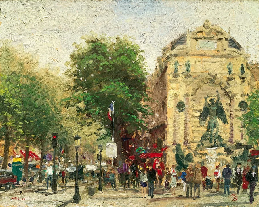 

Canvas painting new 1 piece New Thomas Kinkade Paris St. Michel Scenery, HD Canvas Painting Print Home decoration for home\R70
