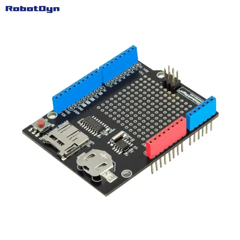 Data logger shield compatible for Arduino, MicroSD-card + RTC (Assembled) with battery
