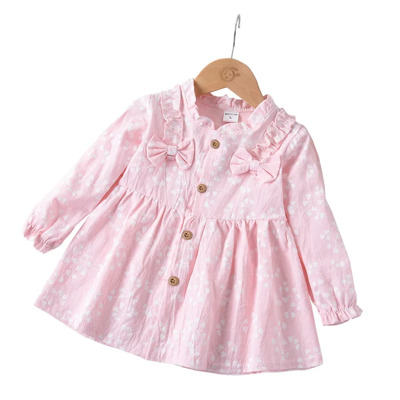 

Little Girls Dresses Long Sleeve Cotton Baby Toddler Fall Lovely Princess 1 2 3 4 Years Girls Dresses Cute
