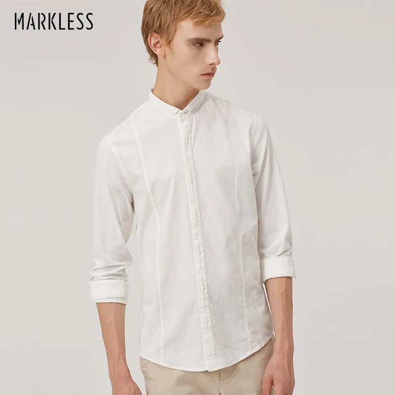 

Markless Casual Men Shirt 2018 Autumn Solid Color Long Sleeve Shirts Men Slim Fit camisa masculina chemise homme CSA8529M