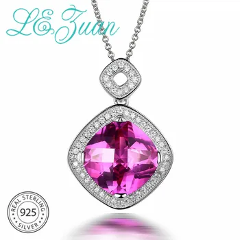 

L&zuan 925 Sterling Silver Necklace Pendants 11.89ct Pink Stone Romantic Luxury Pendant Fine jewelry For Women Christmas Gift