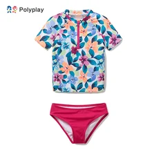 Купальный костюм из двух частей с принтом для девочек, женский купальный костюм, пляжный купальный костюм