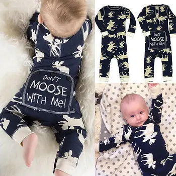 2016 Fashion Baby Romper Infant Newborn Bebes Boy Girl Clothes Autumn Winter Long Sleeve Christmas Moose Jumpsuit Rompers 2