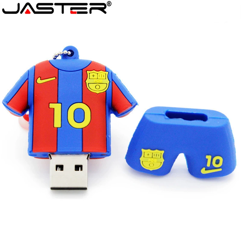 JASTER футбольная Джерси Barca Messi Флешка usb флеш-накопитель 4GB 8GB 16GB 32GB 64GB футбольная ручка-накопитель в подарок