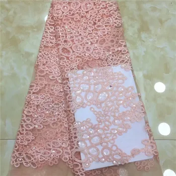 

Latest French Nigerian Laces Fabric 2019 High Quality Tulle African Laces Fabric Wedding French Sequins Tulle Lace pink yellow