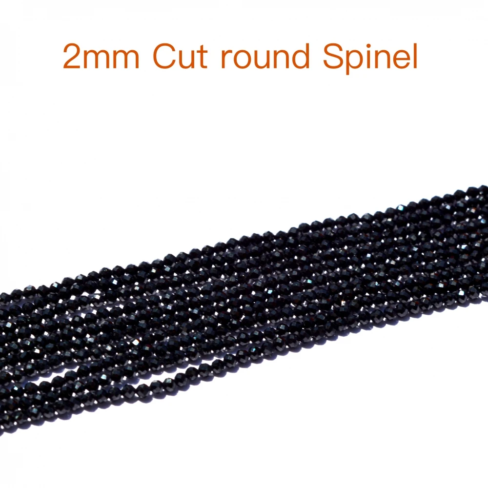 Круглые граненые черные шпинели 2 мм|spinel beads|black spinel beadsblack |