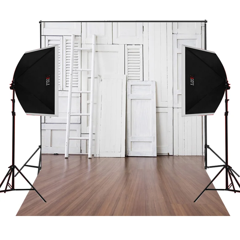 Белая лестница шкаф деревянный пол фона для свадебных фотографий реквизит