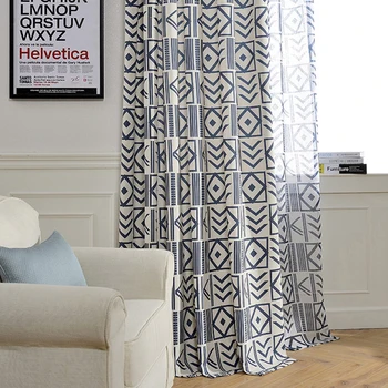 

Hot selling geometric printed curtains modern style curtains for living room bedroom customization curtains