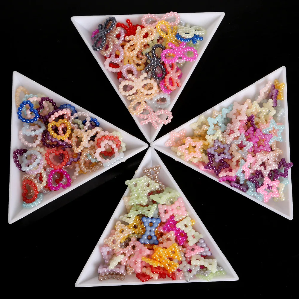 100 шт. разноцветные бусины в форме банта/звезды/сердца имитация полукруглых