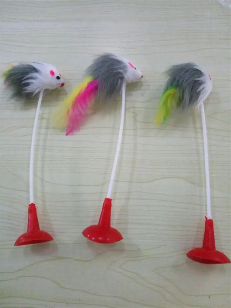 Кошка интерактивные игрушки Stick Игрушка с перьями с небольшой колокол мышиная клетка игрушки Пластик искусственные красочные Котик-тизер