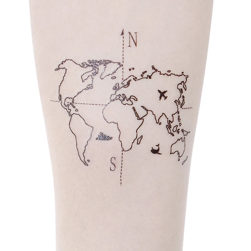 1PCS World Map Temporary Tattoo Sticker New Design Waterproof Mountain Universe Fake Men Tattoos Women Body Art