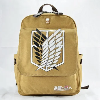 

Attack on Titan Backpack Children Schoolbag Teenager Shoulder Bag Canvas Men Knapsack Design Daypack with Earphone Hole on Front