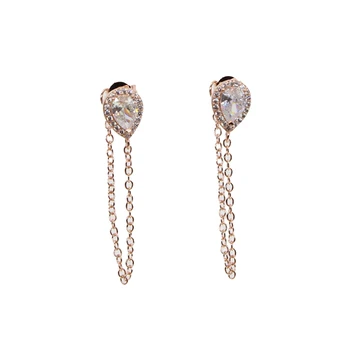 

New fashion jewelry accessories silver color pear teardrop design chain tassel earring best gift for the girl lover wholesale