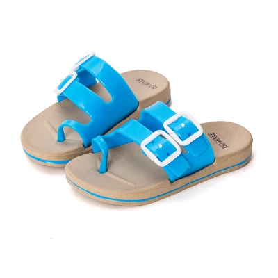 Летние Стильные детские сандалии для мальчиков и девочек, пляжные тапочки, детская обувь, сандалии 14,9-22,3 см - Цвет: Небесно-голубой