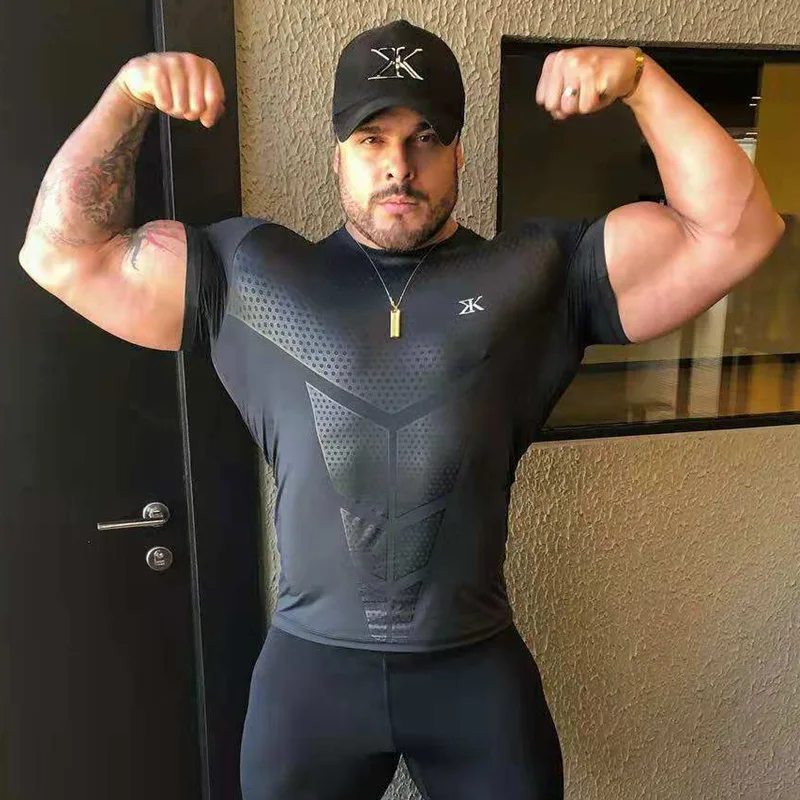 Men's Running Sports Gym Fitness Training Compression Skinny T-shirt