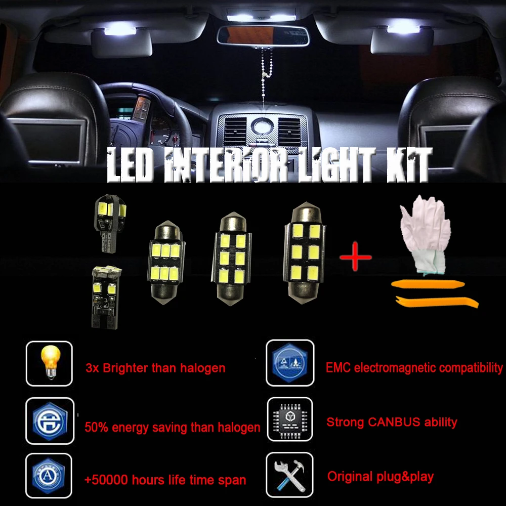 

19pcs Canbus Error free LED Interior Dome Signal Light Kit for Lexus RX330 RX350 RX400h+Installation tool