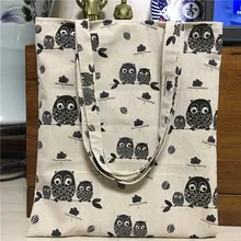 YILE, новинка, большая, хлопковая, льняная, для покупок, сумка через плечо, на шнурке, рюкзак, черные совы, 17124-4