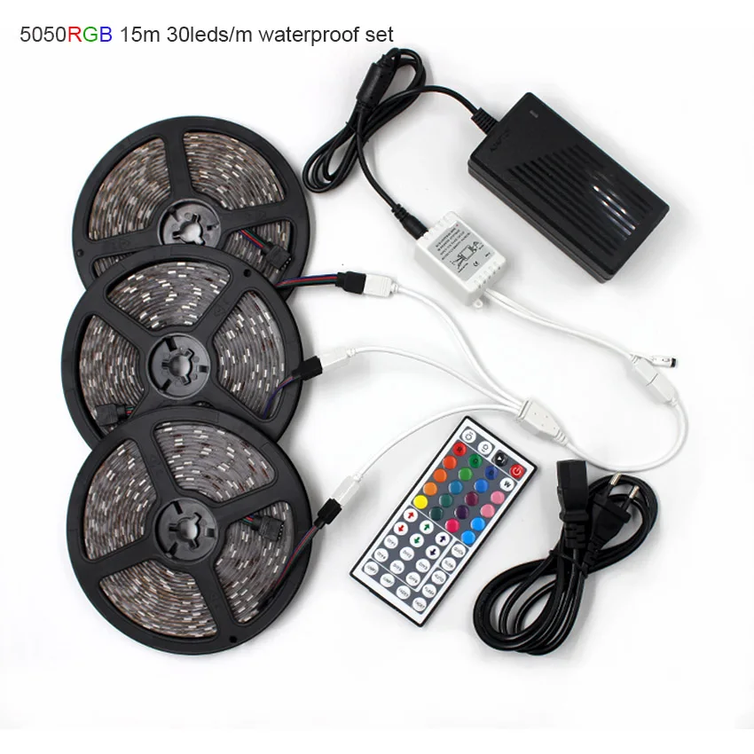 IKVVT RGB LED Strip Light Kit SMD 5050 30leds/m 60leds/m 12V LED Light Tape Lamp 44 Keys IR Remote Controller+12V Power Adapter IKVVT RGB LED Strip Light Kit SMD 5050 30leds/m 60leds/m 12V LED Light Tape Lamp 44 Keys IR Remote Controller+12V Power Adapter