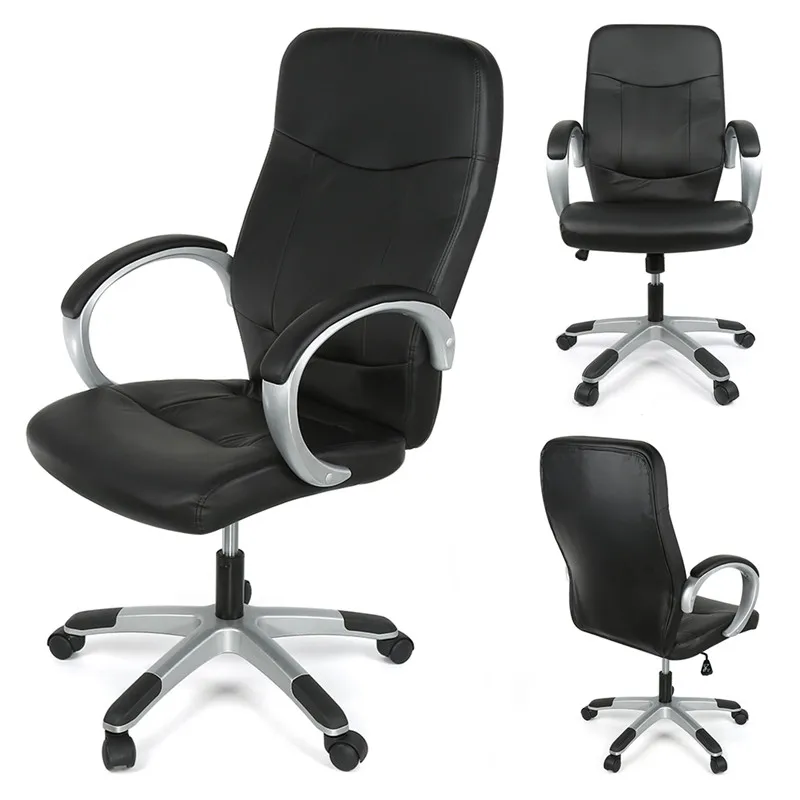 

DOORSACCERY Grey/black PU Leather Lift Computer Chair Comfortable Office Bar Chair With Wheels Free Shiping In DE FR HWC