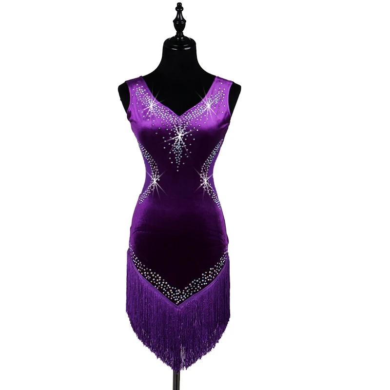 Настроить фиолетовый латинских танцев для женщин латино платье Румба Танцы платья современные Танцы костюмы Женская Латинская Сальса