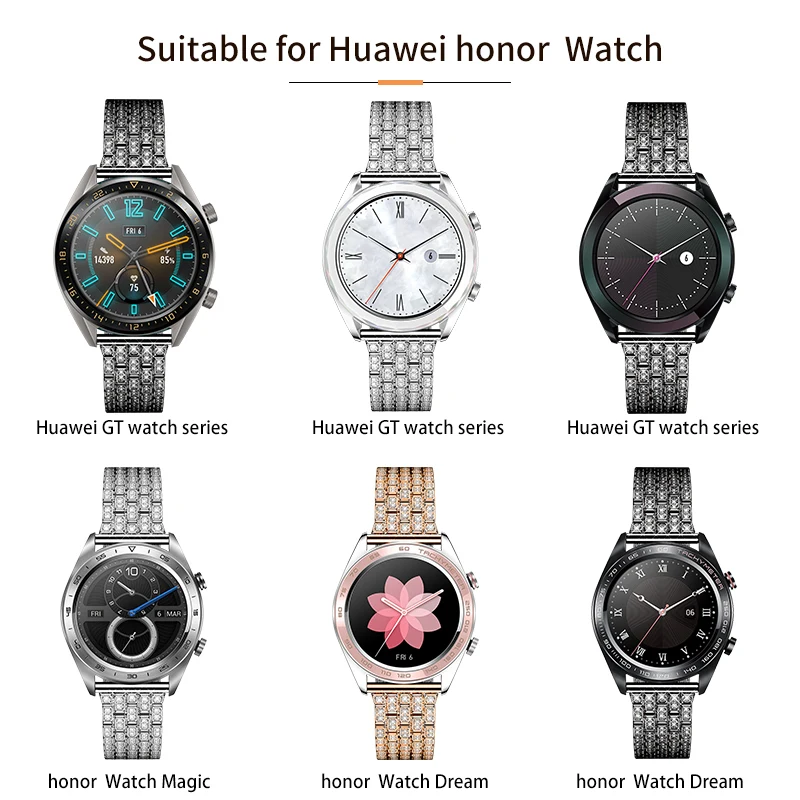 22 мм ремешок для часов HUAWEI Watch GT/Dream роскошные бриллианты ювелирные изделия ремешок из нержавеющей стали для samsung gear S3 Frontier Classic