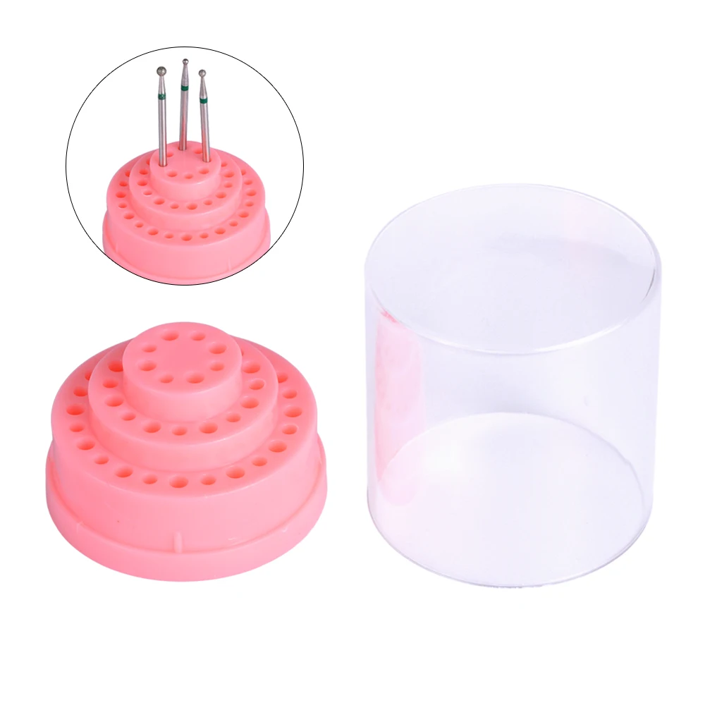 

48 Holes Nail Drill Bit Container Display with Acrylic Cover Storage Box Exhibition Salon Manicure Nail Art Accessory Tool TR175