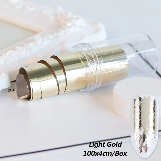 Голографическая Лазерная золотой серебряный ноготь, матовая пленка для ногтей, наклейки, дизайнерские украшения, аксессуары для маникюра TR1001 - Цвет: Light Gold